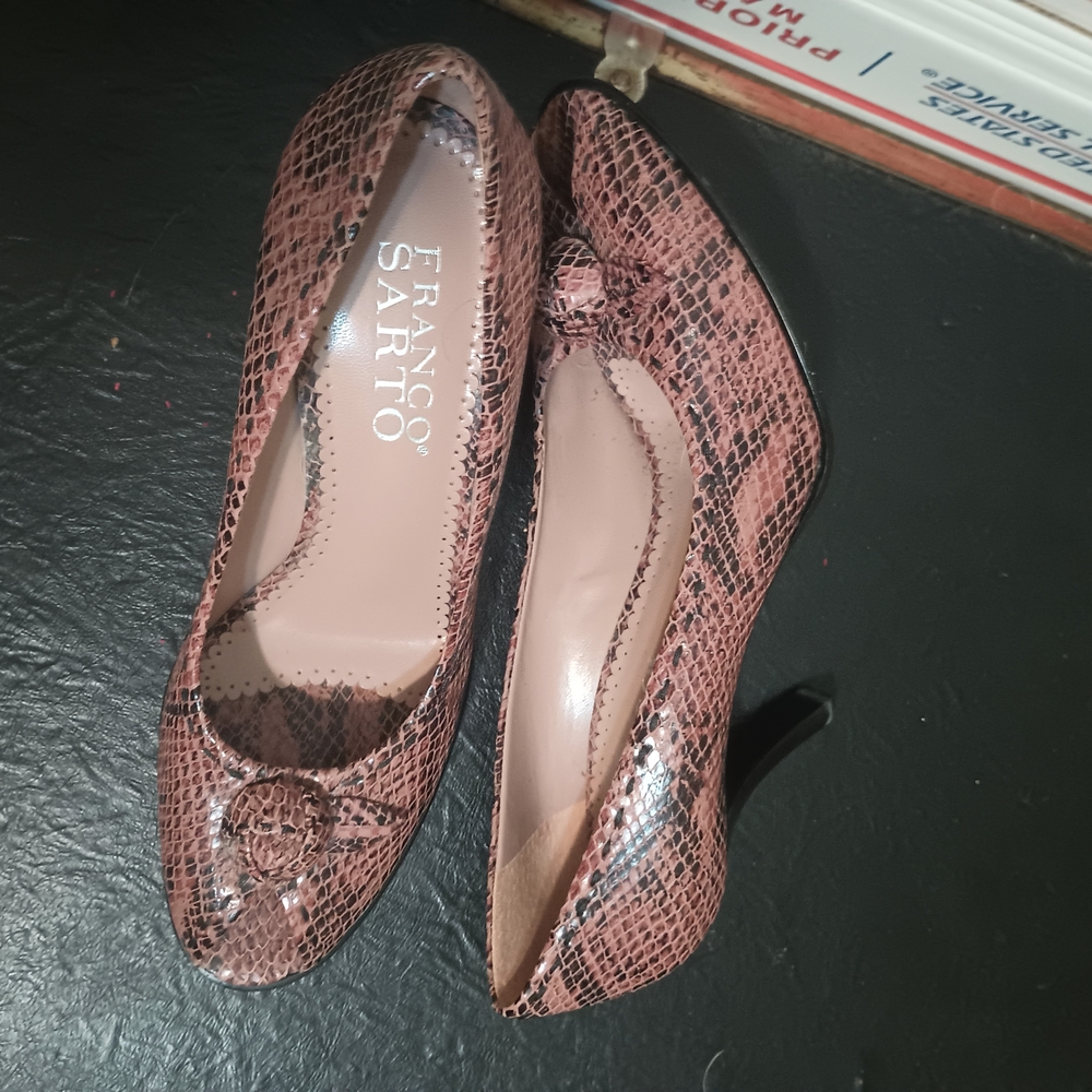 Franco Sarto Pink Snakeskin Heels